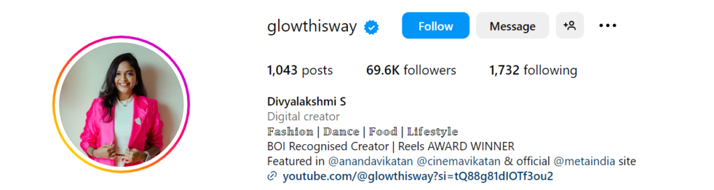 Glowthisway lifestyle influencers in Chennai