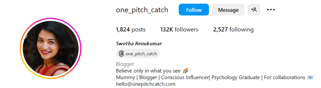 onepitchcatch lifestyle influencer in Chennai